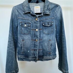 J. Crew Classic distressed Blue Jean Jacket, size XS